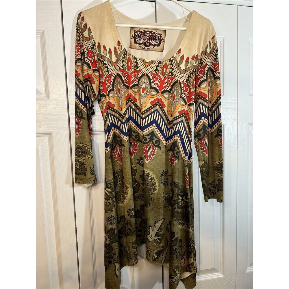 Amma Made in LA Size Medium Dress Scoop Neck Tunic Art to Wear
